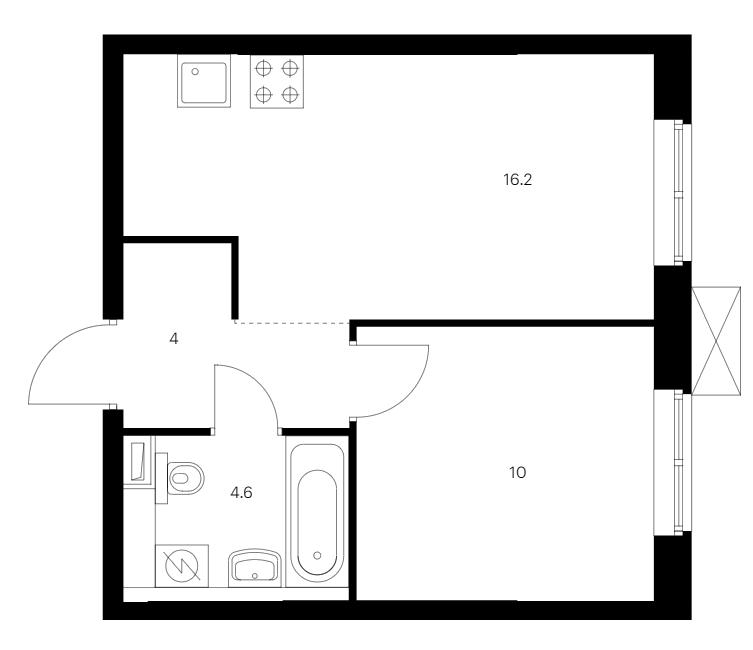 1-комнатная квартира 34.8 м², 11/12 эт., ЖК «Шкиперский 19»